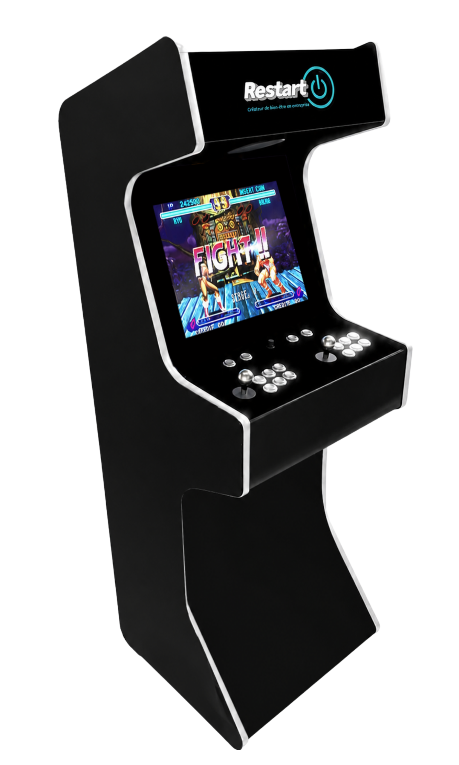Borne d’arcade R-LEVEL noire et blanche pour 2 joueurs pas cher