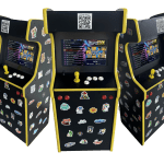 Borne arcade personnalisée logo – arcade branding entreprise – borne arcade corporate