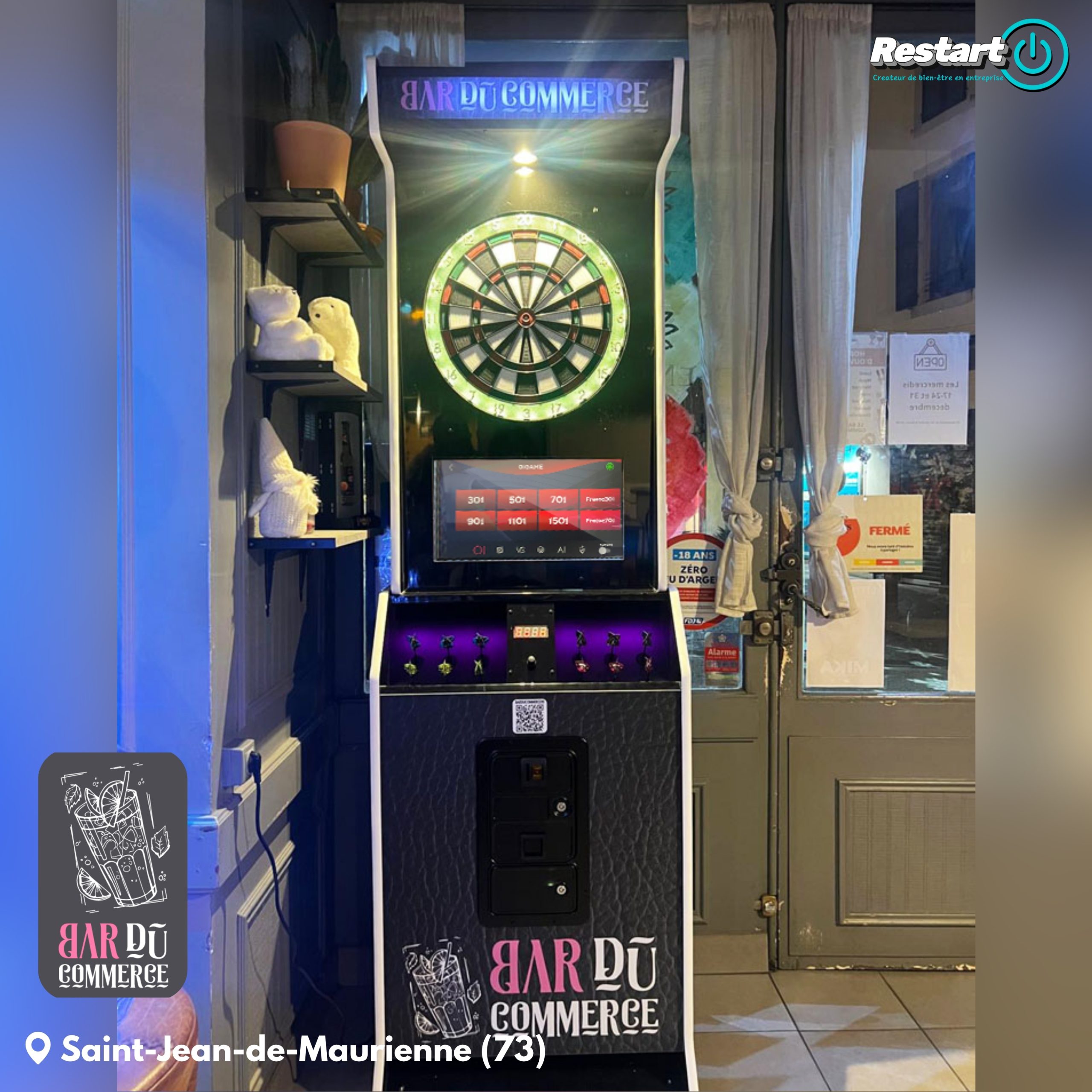 Fléchettes sur-mesure personnalisée installée au Bar du Commerce à Saint-Jean-de-Maurienne