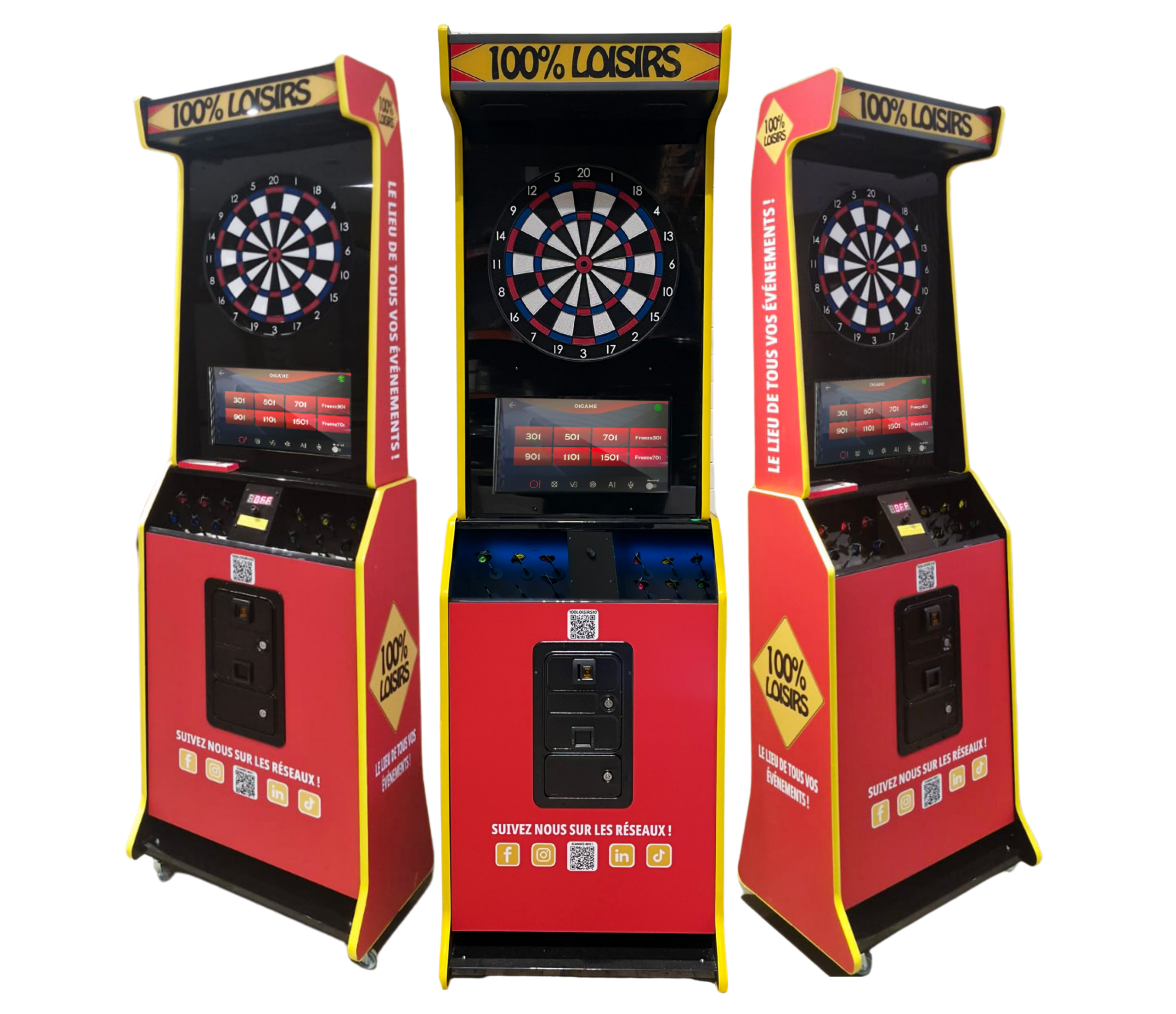 Fléchettes interactive personnalisée rouge et jaune 100% Loisirs